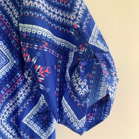 Tori Richard Charlotte Geometric Print Dress Large Blue - Picture 4 of 8